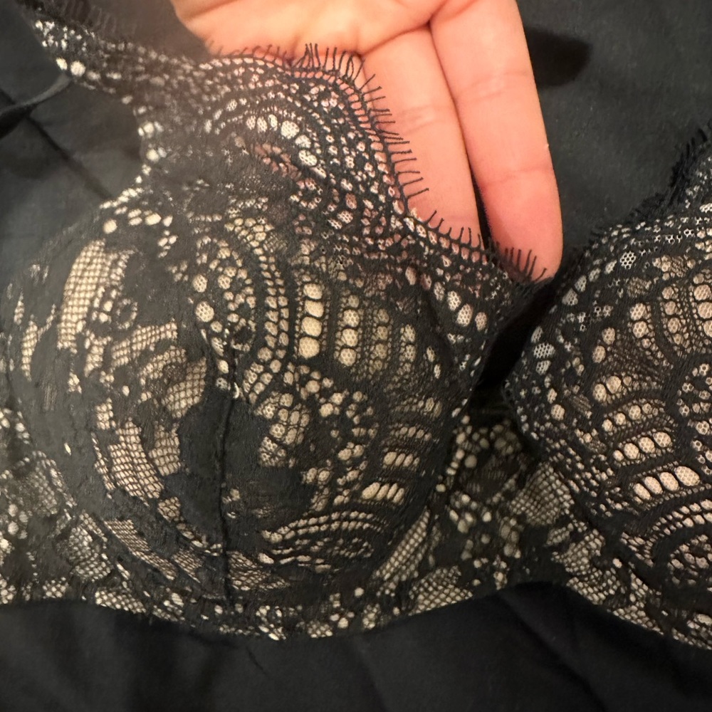 VS Black Overlay Lace Nude Bra